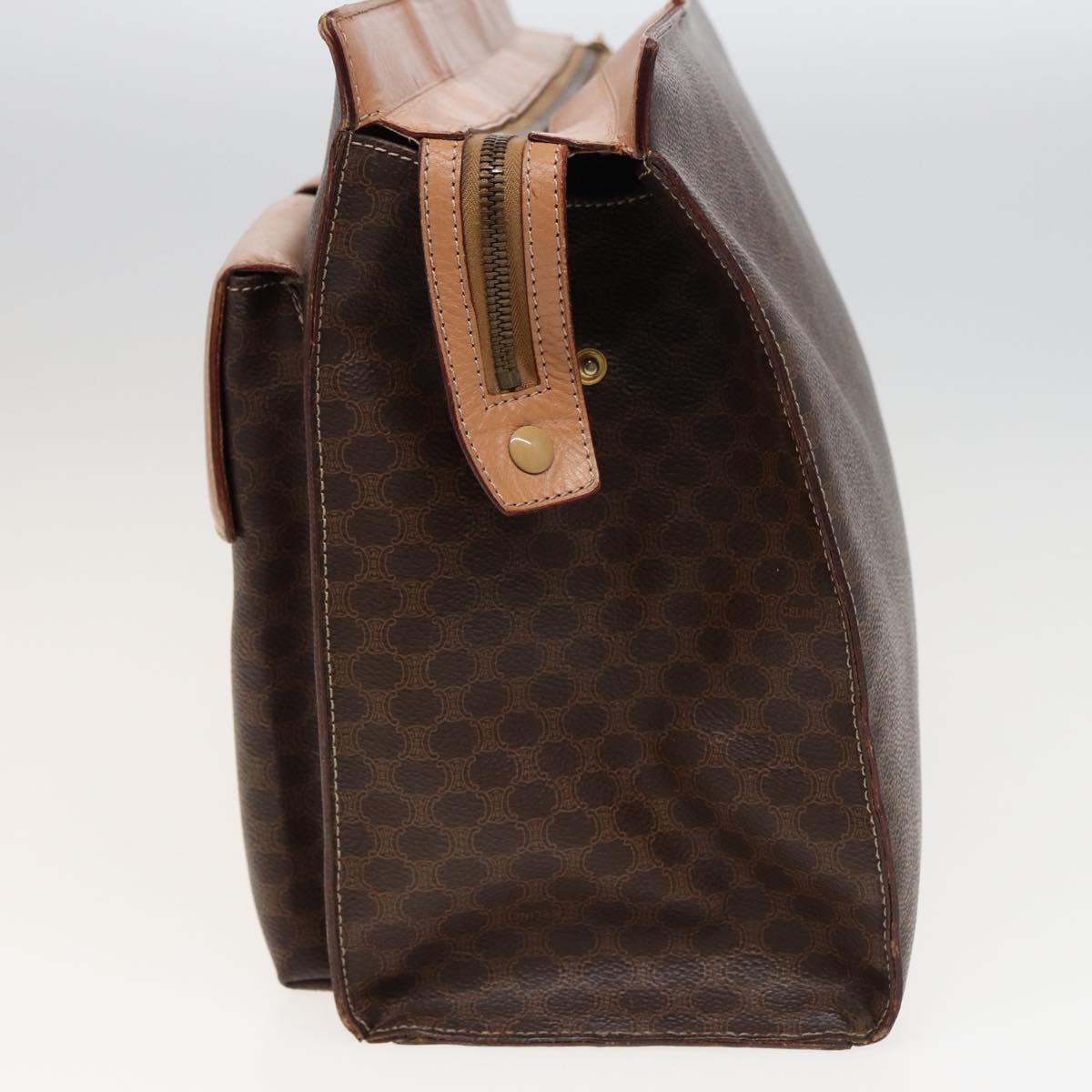 CELINE Macadam Canvas Hand Bag PVC Leather Brown Auth bs15629