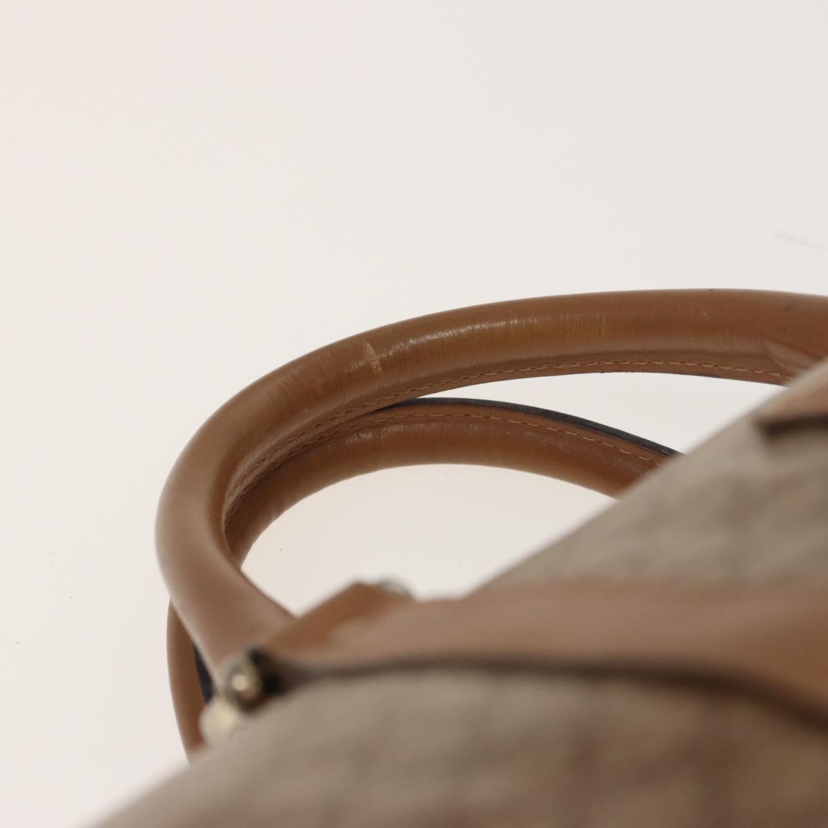 CELINE Macadam Canvas Boston Bag Beige Auth bs15630