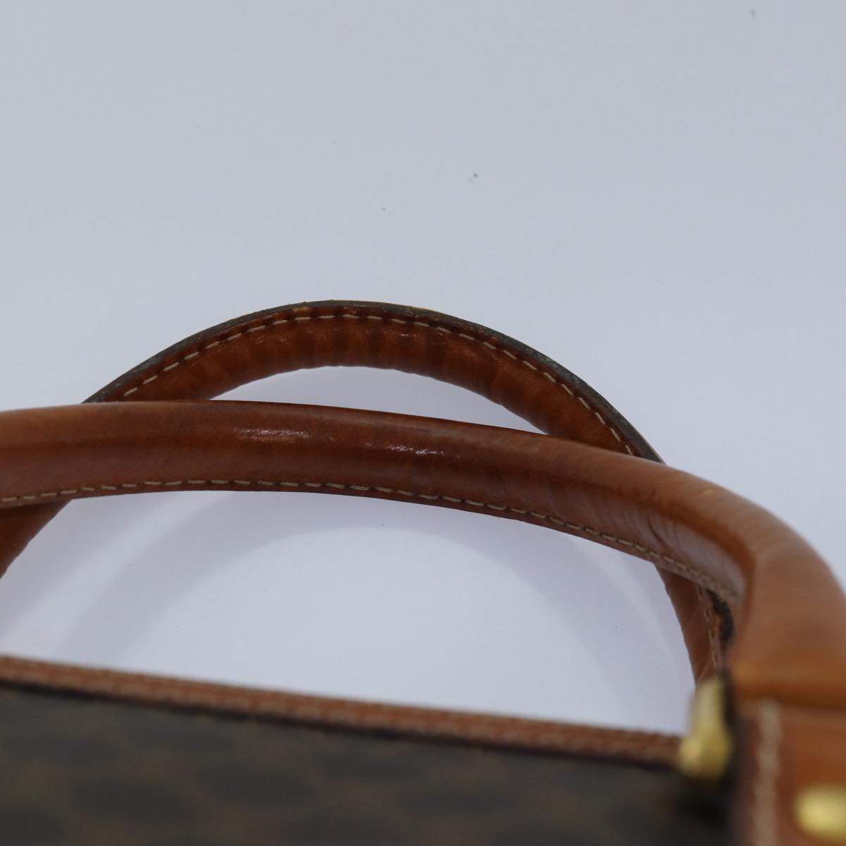 CELINE Macadam Canvas Business Bag PVC Leather Brown Auth bs15632