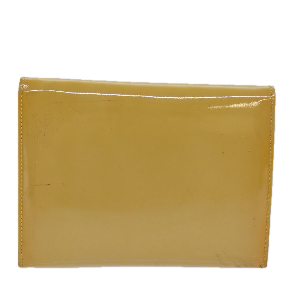 Salvatore Ferragamo Gancini Pouch Enamel Yellow Auth bs15646