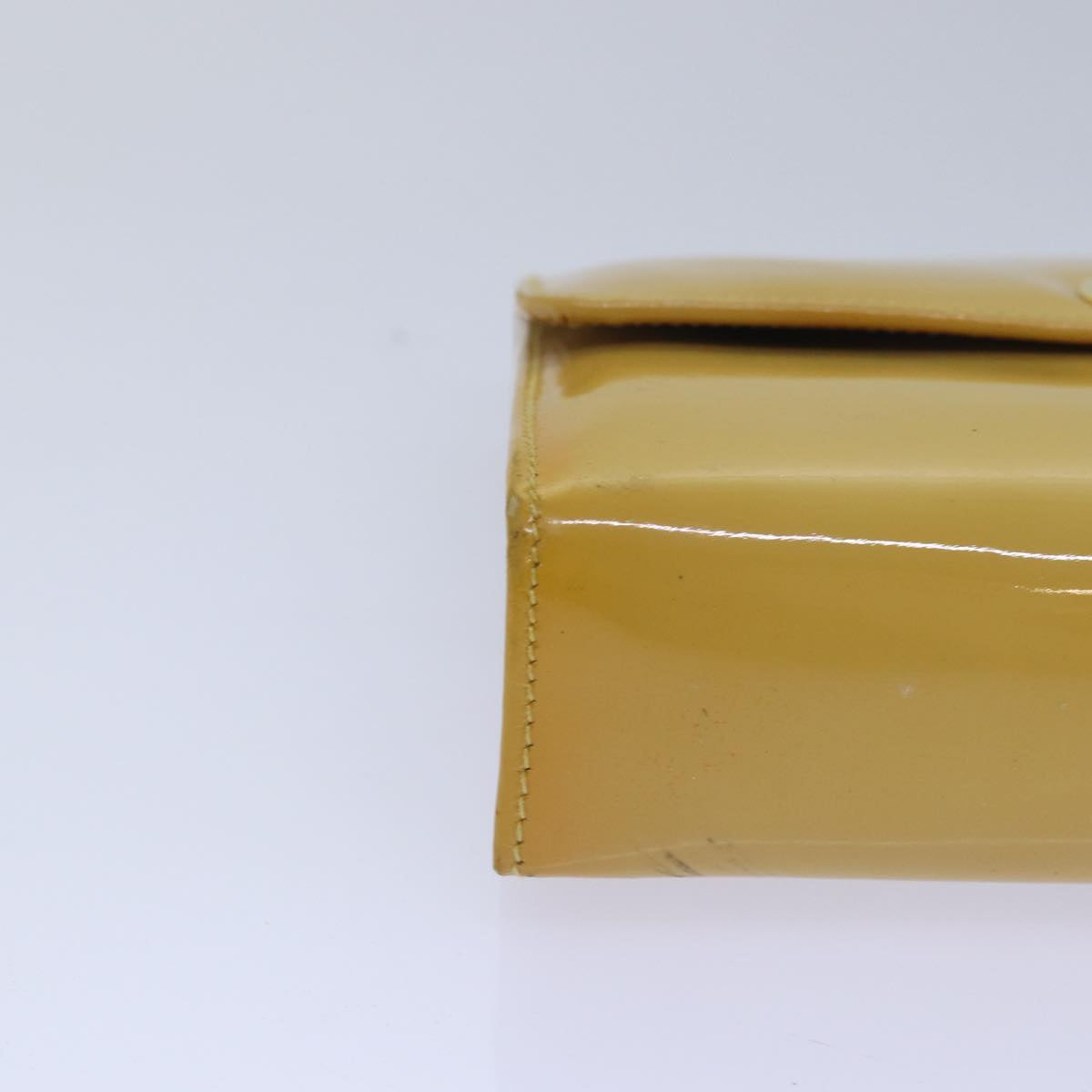 Salvatore Ferragamo Gancini Pouch Enamel Yellow Auth bs15646