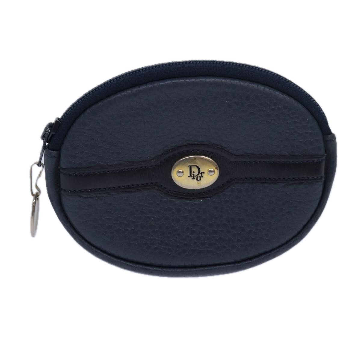 Christian Dior Coin Purse Leather Navy Auth bs15647