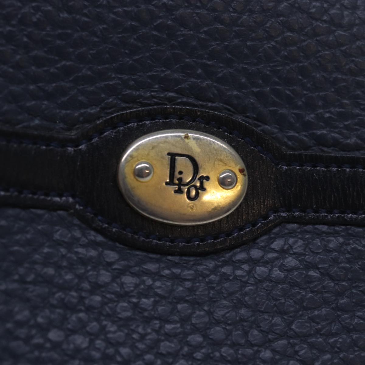 Christian Dior Coin Purse Leather Navy Auth bs15647