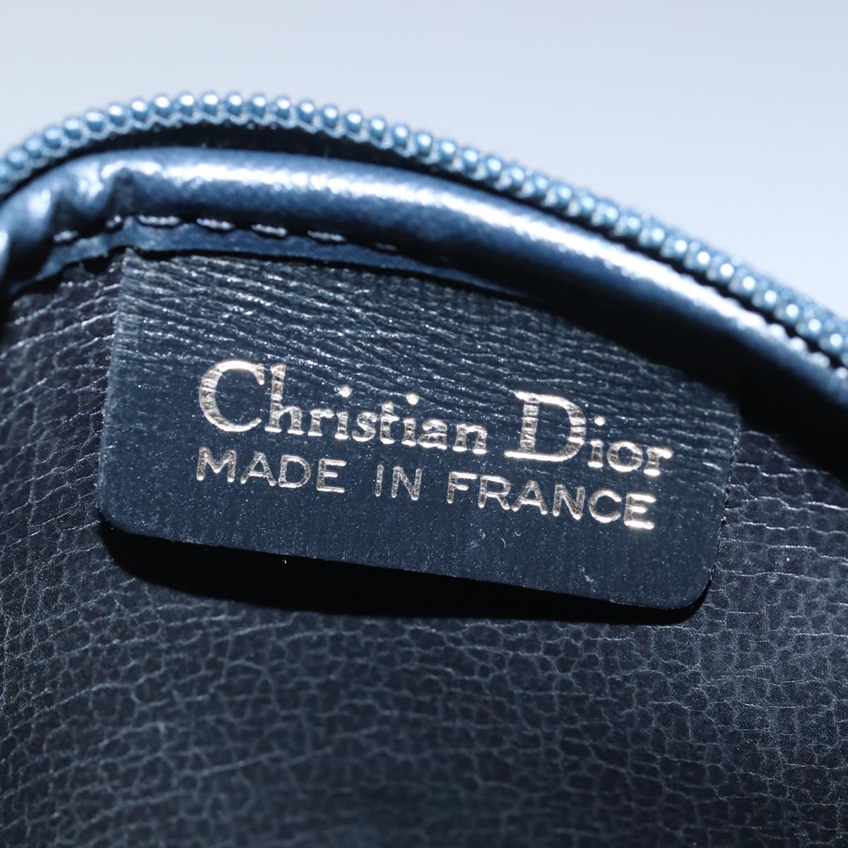 Christian Dior Coin Purse Leather Navy Auth bs15647