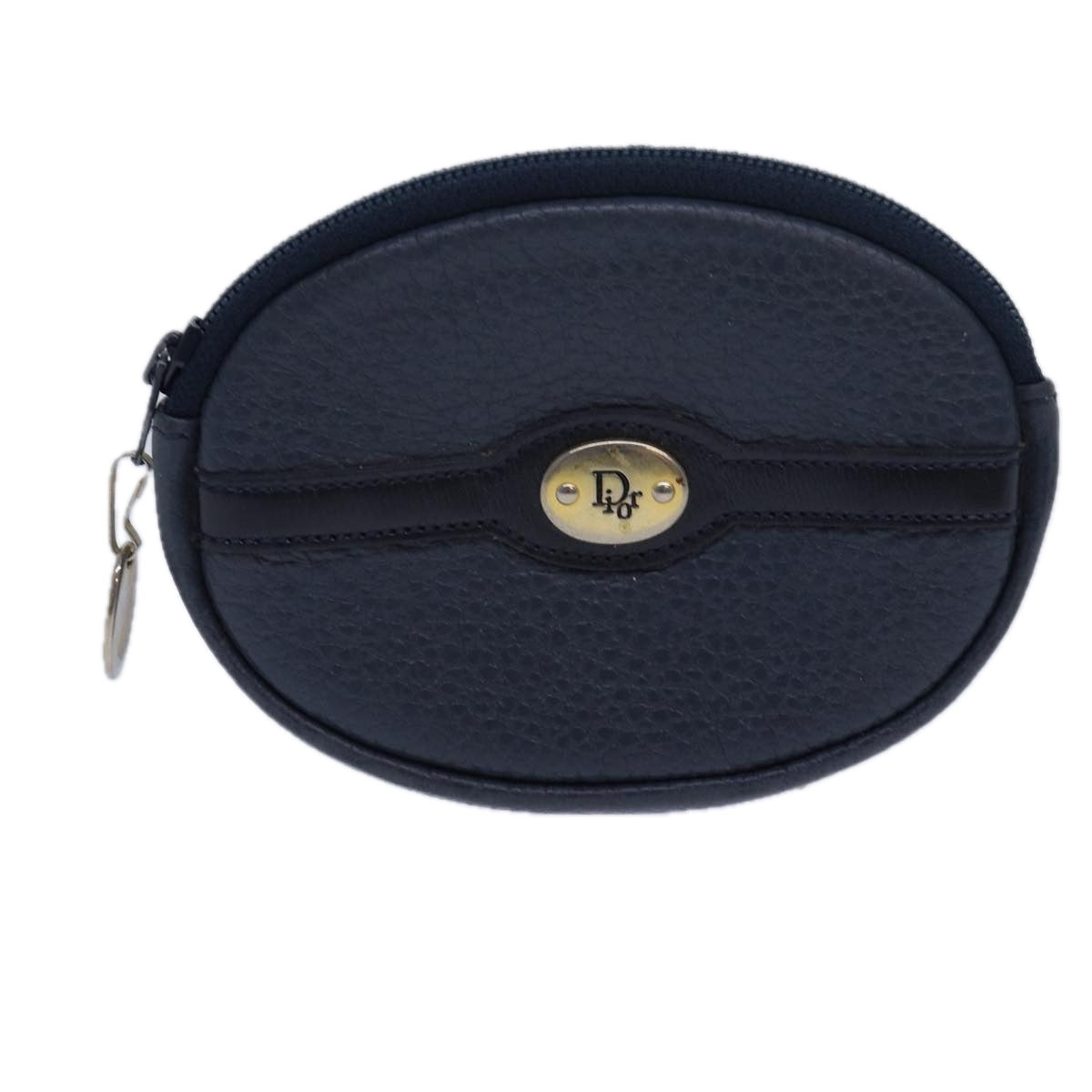 Christian Dior Coin Purse Leather Navy Auth bs15647