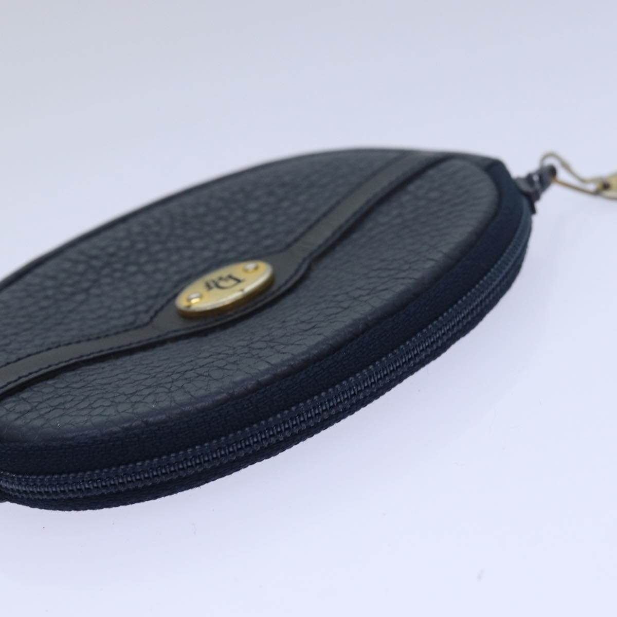 Christian Dior Coin Purse Leather Navy Auth bs15647