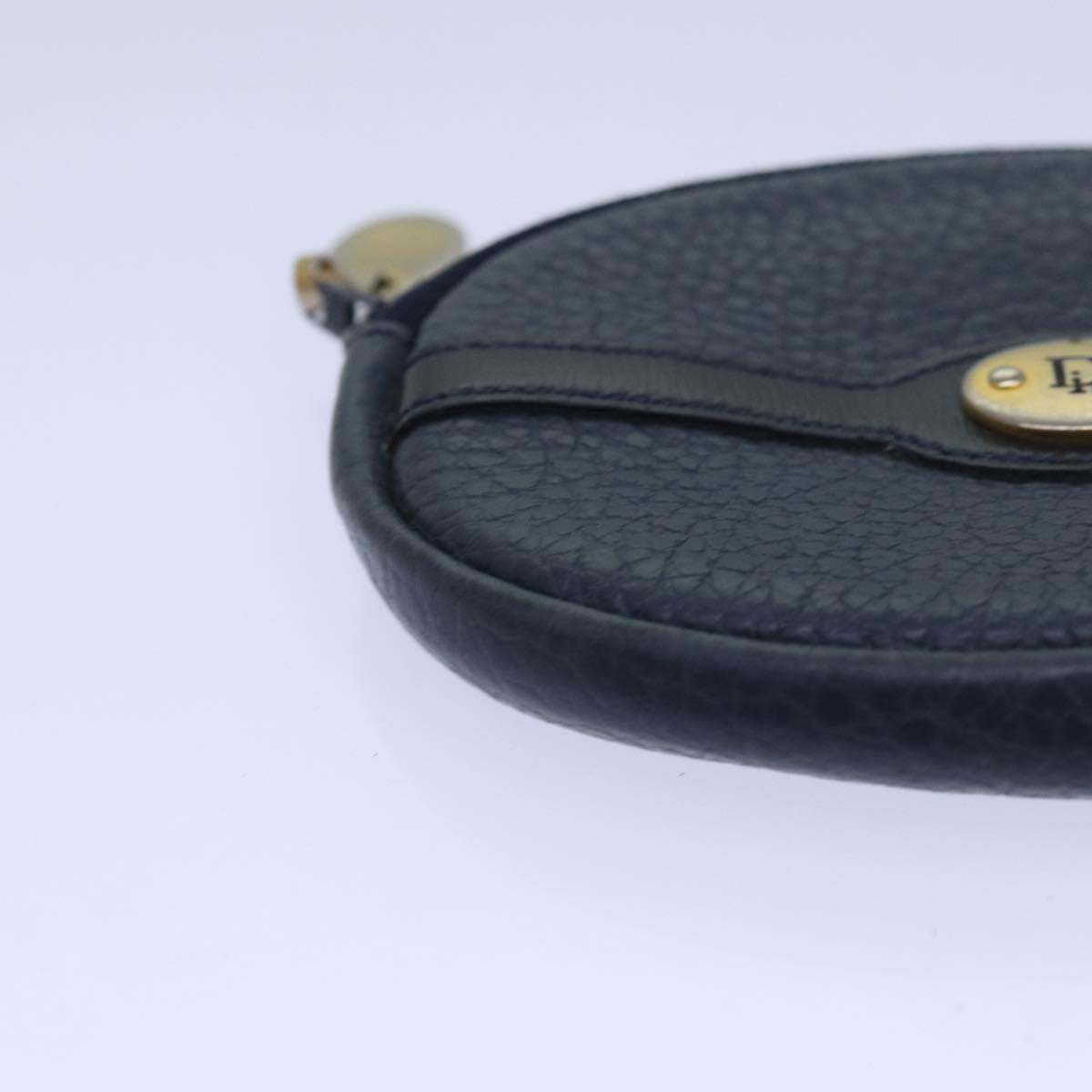 Christian Dior Coin Purse Leather Navy Auth bs15647