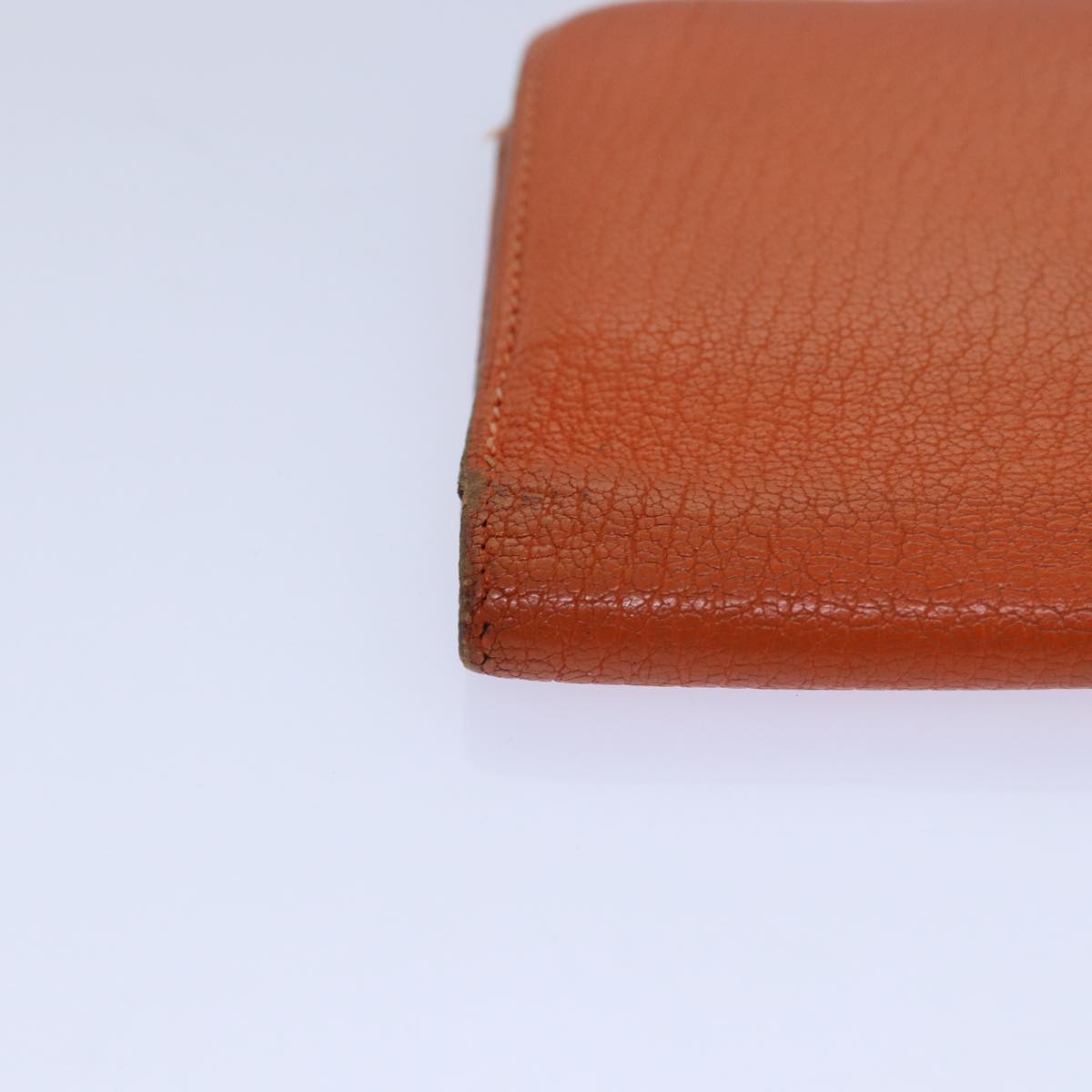 HERMES Beansufla Long Wallet Leather Orange Auth bs15648