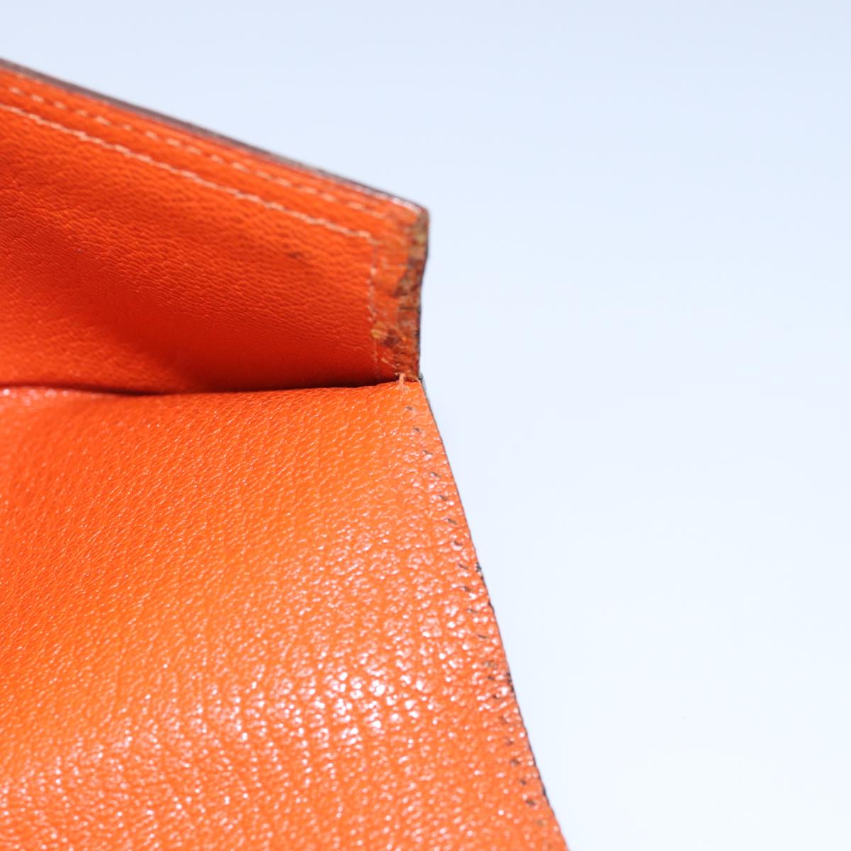 HERMES Beansufla Long Wallet Leather Orange Auth bs15648