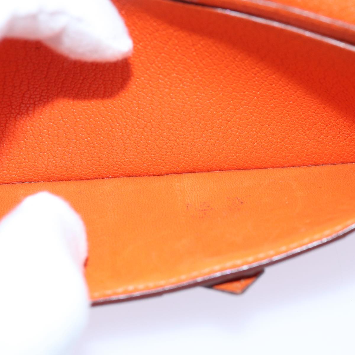 HERMES Beansufla Long Wallet Leather Orange Auth bs15648