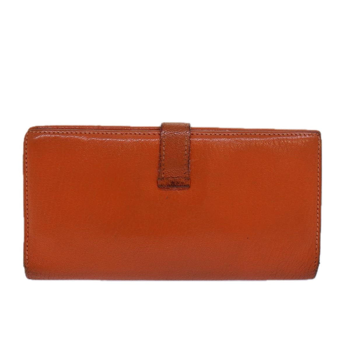 HERMES Beansufla Long Wallet Leather Orange Auth bs15648 - 0