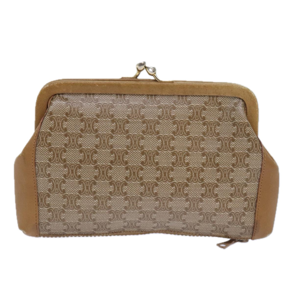 CELINE Macadam Canvas Pouch Beige Auth bs15651 - 0