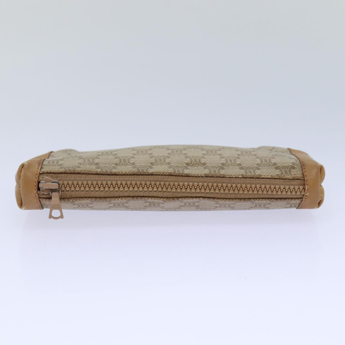 CELINE Macadam Canvas Pouch Beige Auth bs15651