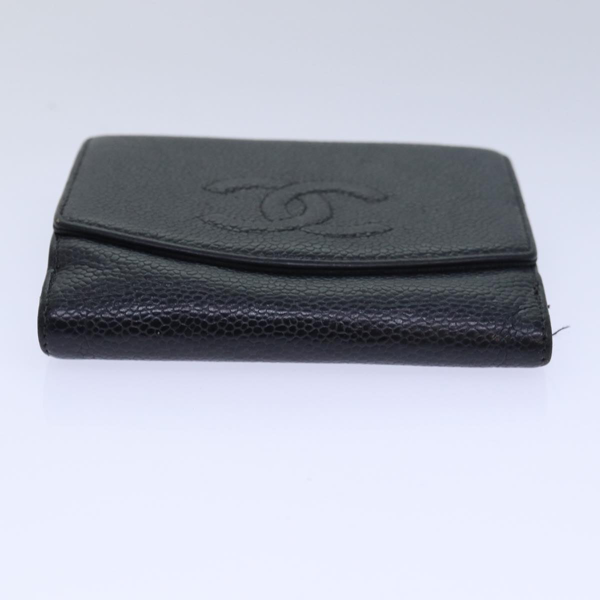 CHANEL COCO Mark Wallet Caviar Skin Black CC Auth bs15652