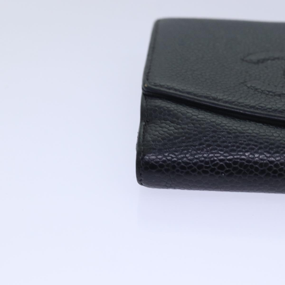 CHANEL COCO Mark Wallet Caviar Skin Black CC Auth bs15652