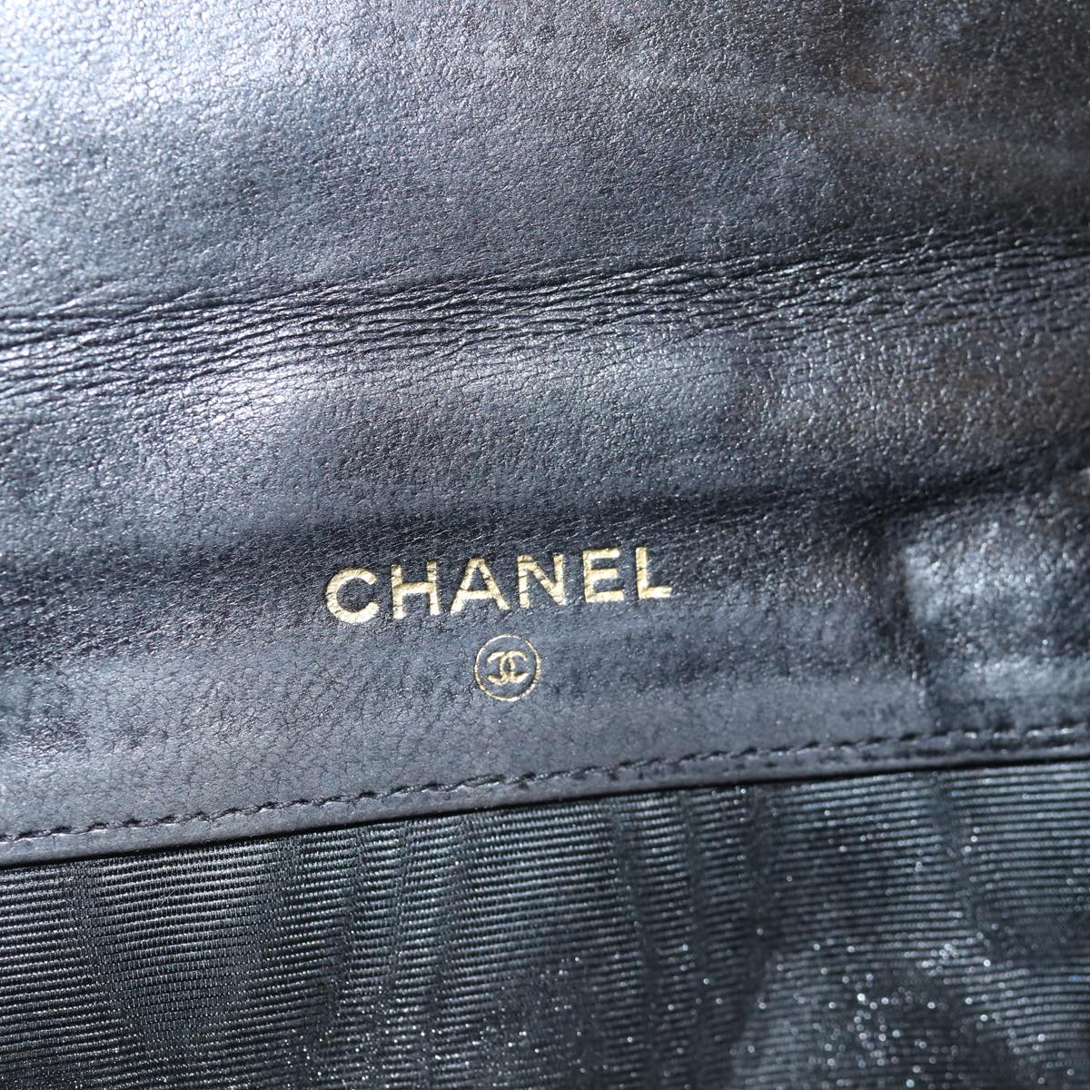 CHANEL Wallet Leather Black CC Auth bs15653