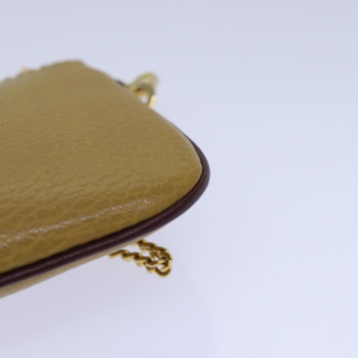 CARTIER Pouch Leather Beige Auth bs15654