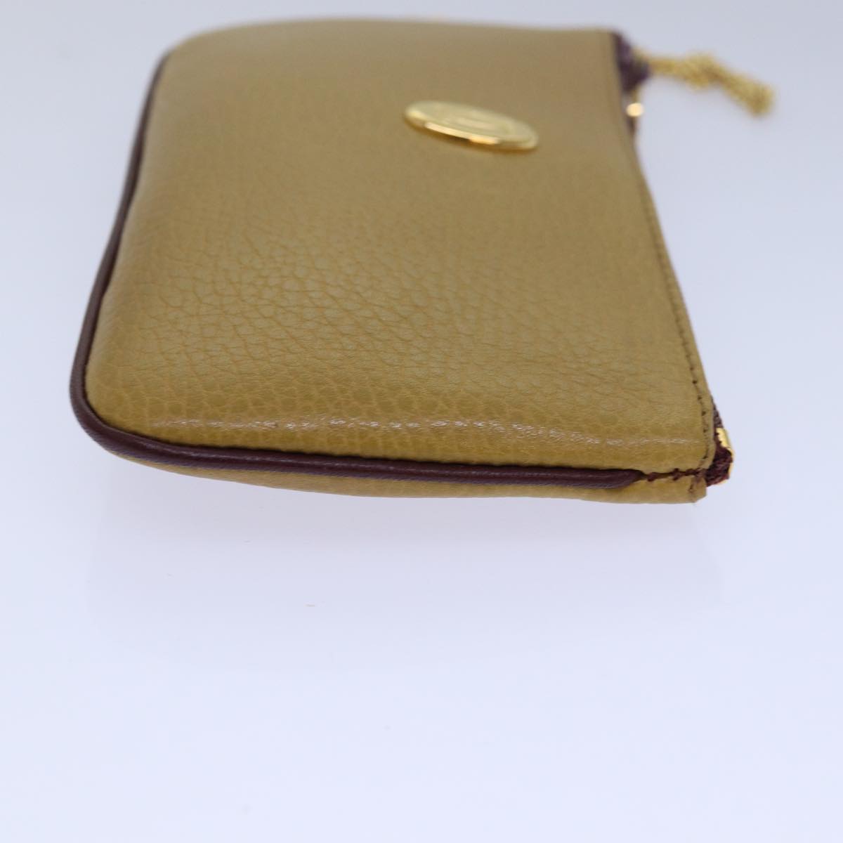 CARTIER Pouch Leather Beige Auth bs15654