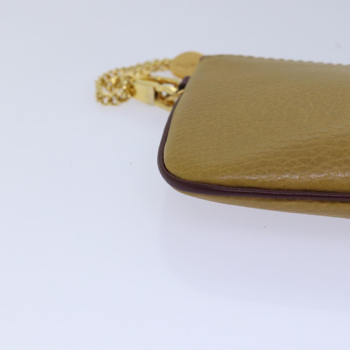 CARTIER Pouch Leather Beige Auth bs15654