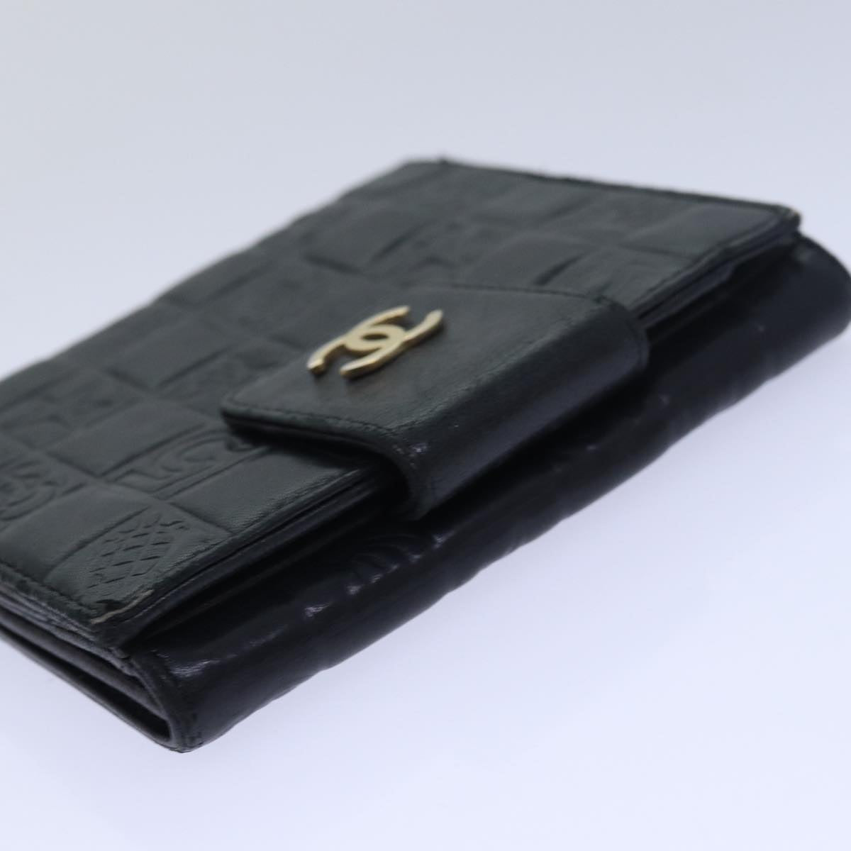 CHANEL Icon line Wallet Leather Black CC Auth bs15656