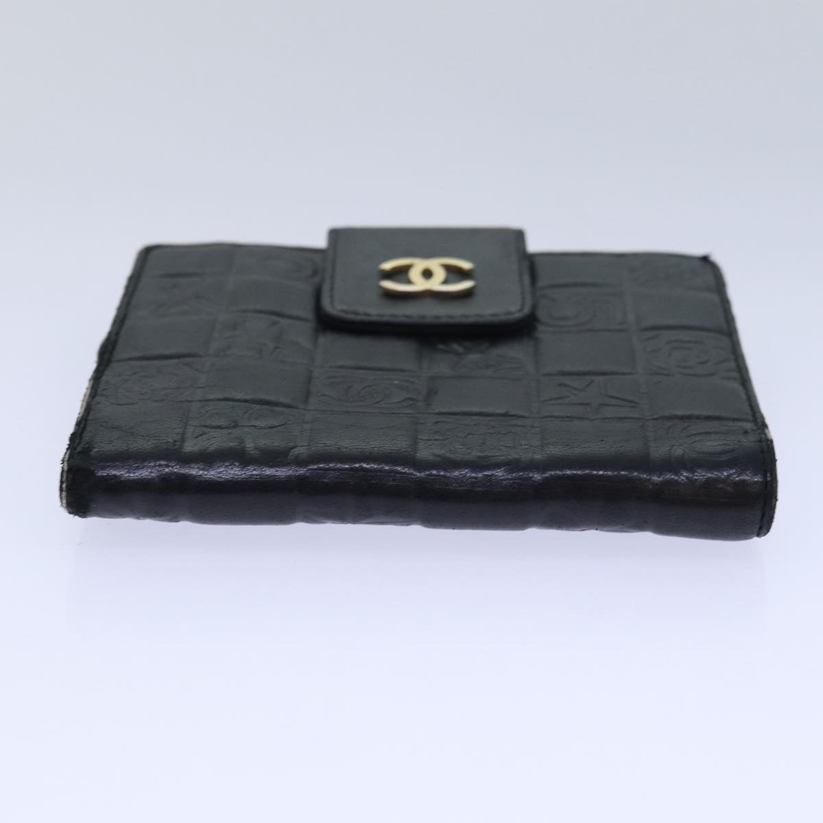 CHANEL Icon line Wallet Leather Black CC Auth bs15656