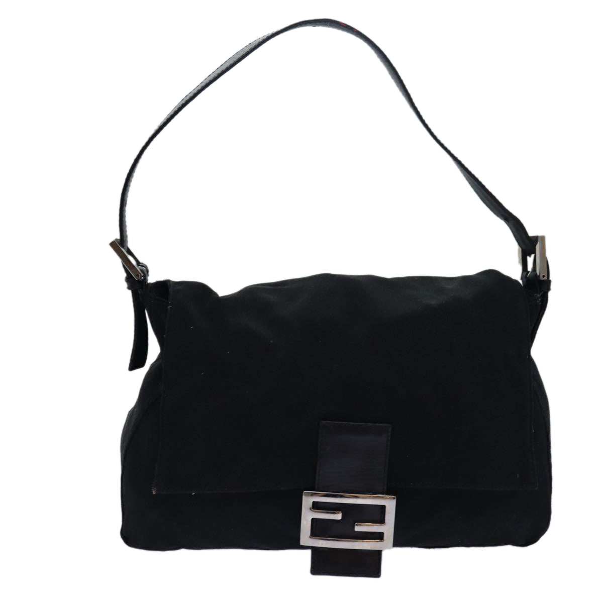 FENDI Mamma Baguette Shoulder Bag Nylon Black Auth bs15662