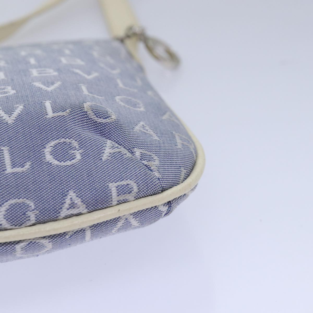 BVLGARI Shoulder Bag Canvas Blue Auth bs15667