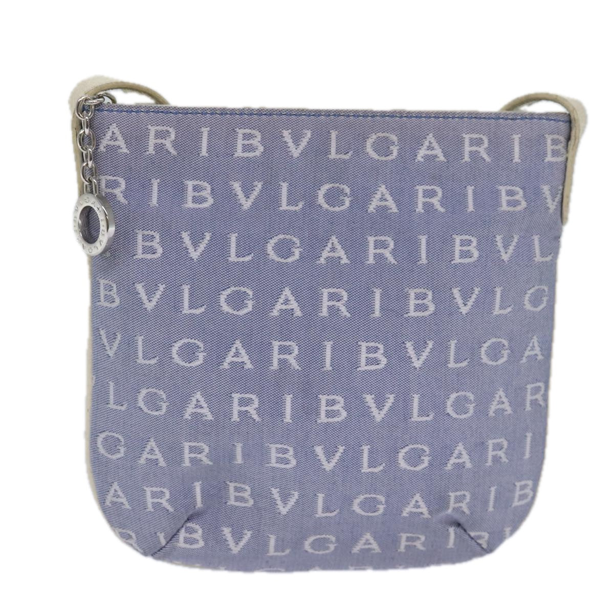 BVLGARI Shoulder Bag Canvas Blue Auth bs15667