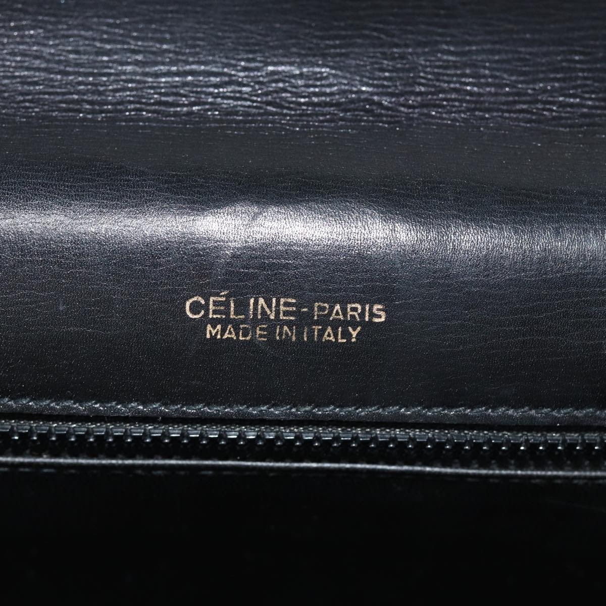 CELINE Clutch Bag Leather Black Auth bs15668