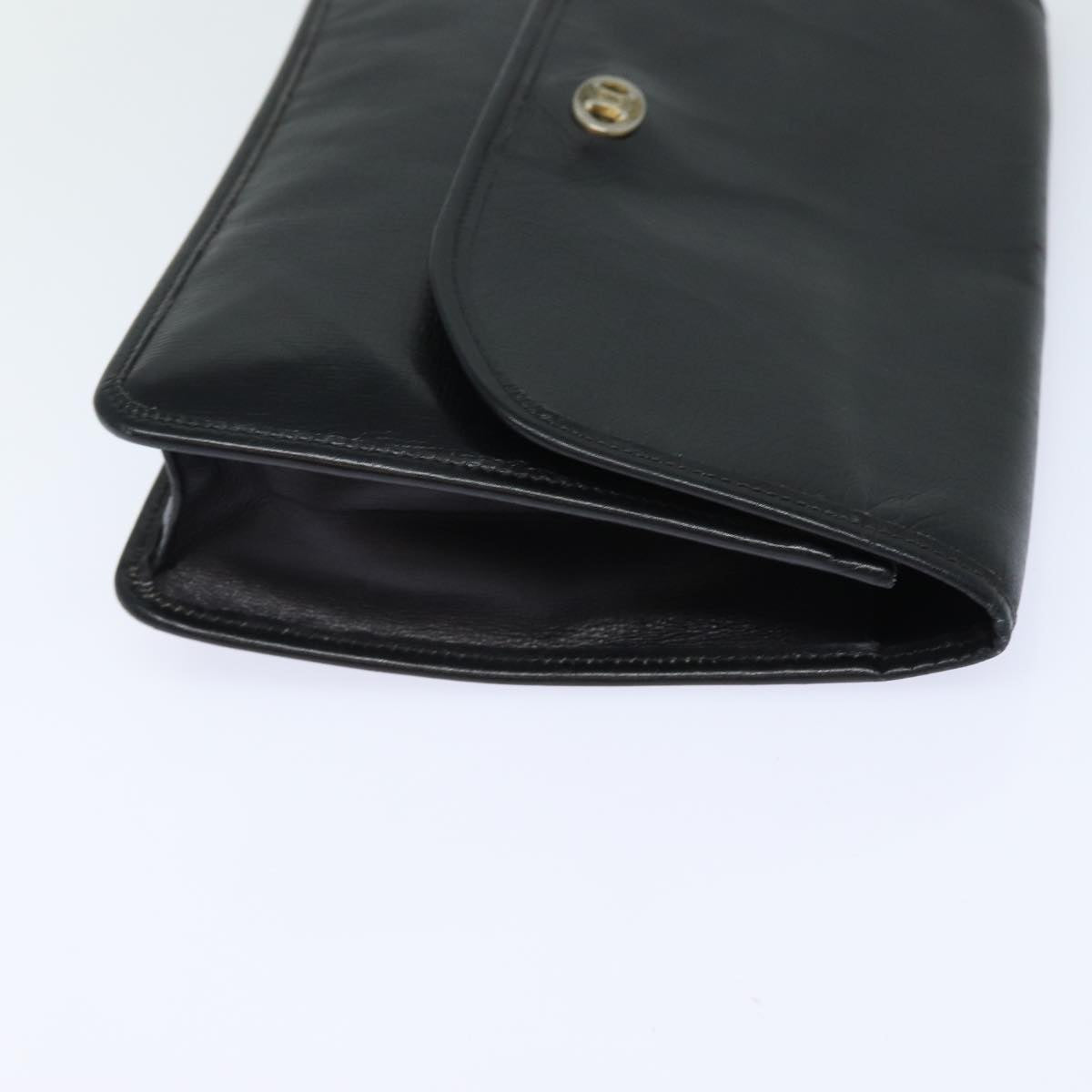 CELINE Clutch Bag Leather Black Auth bs15668