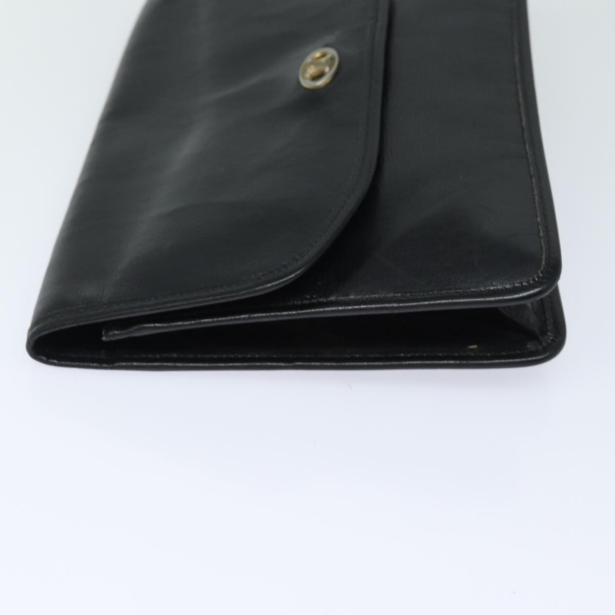 CELINE Clutch Bag Leather Black Auth bs15668