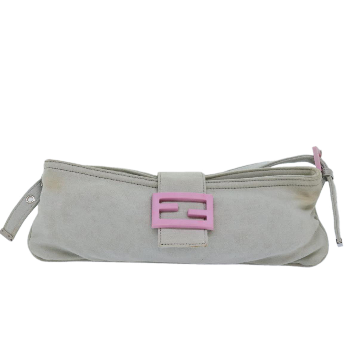 FENDI Shoulder Bag Nylon Gray Auth bs15669