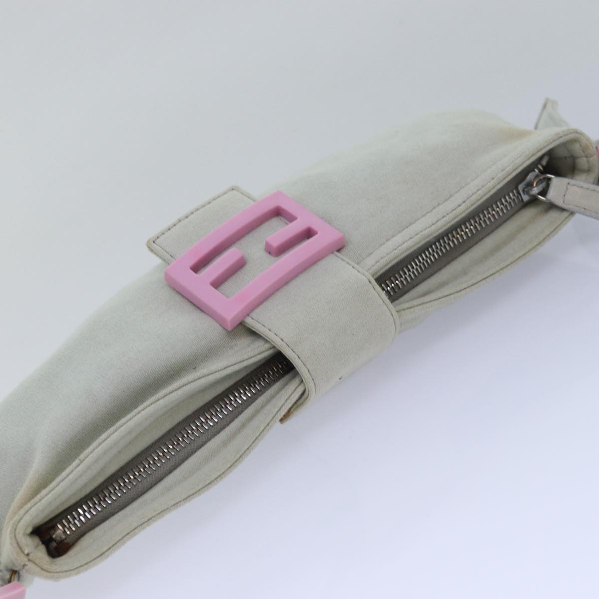 FENDI Shoulder Bag Nylon Gray Auth bs15669