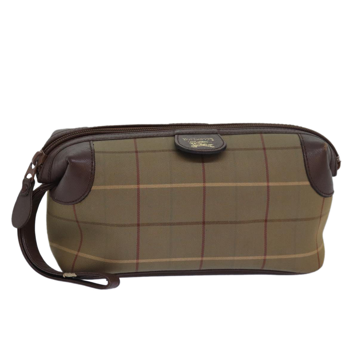 Burberrys Nova Check Pouch Canvas Brown Auth bs15671