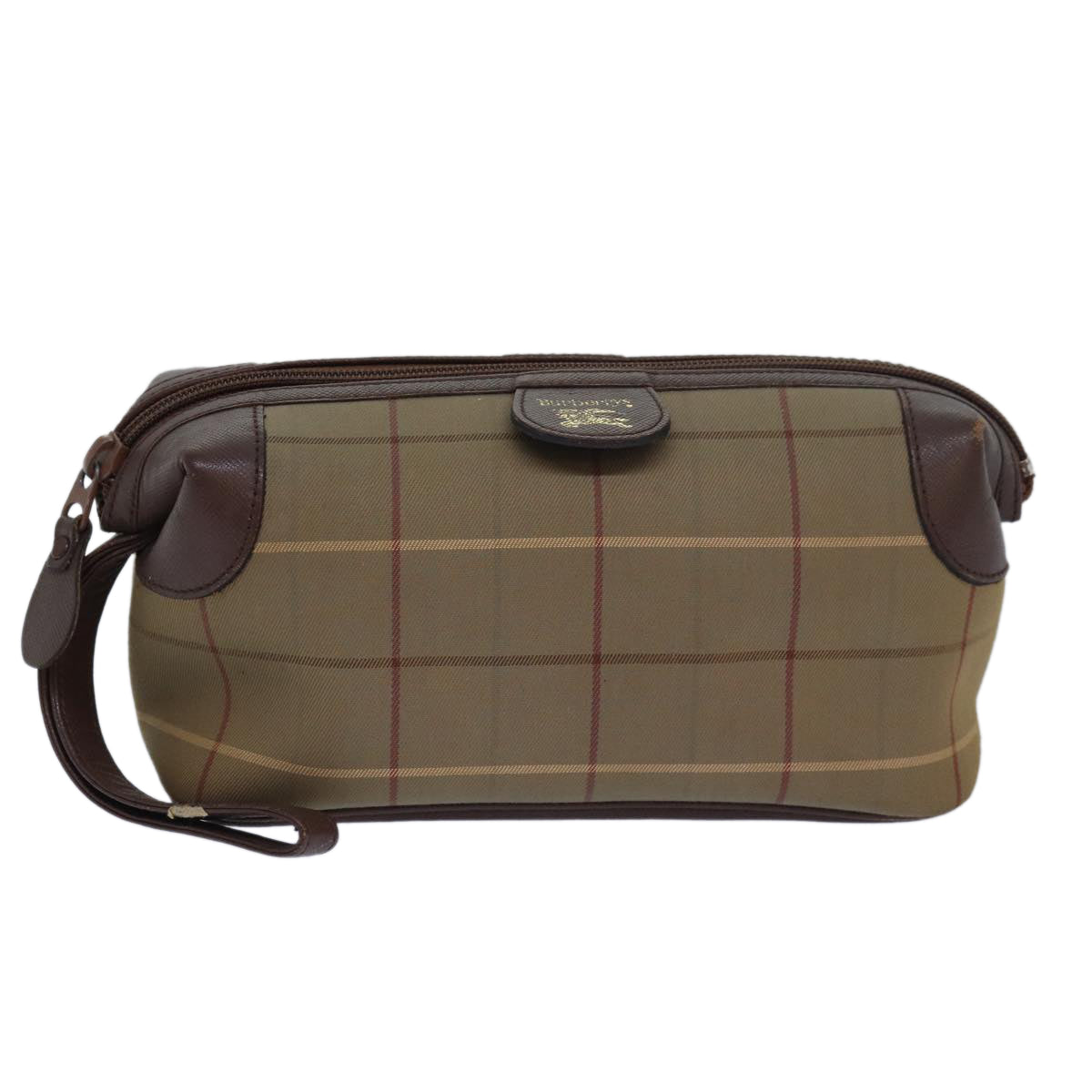 Burberrys Nova Check Pouch Canvas Brown Auth bs15671 - 0