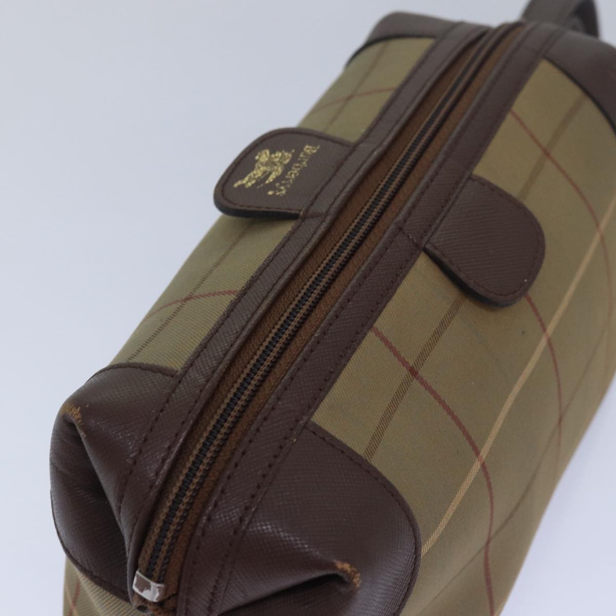 Burberrys Nova Check Pouch Canvas Brown Auth bs15671