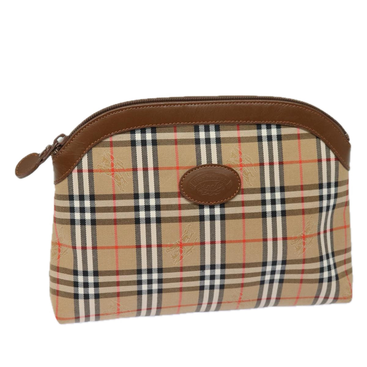 Burberrys Nova Check Pouch Canvas Beige Auth bs15672