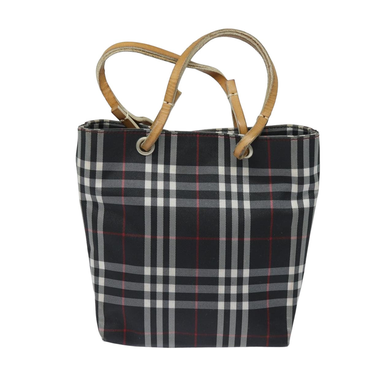 BURBERRY Nova Check Hand Bag Nylon Black Auth bs15673