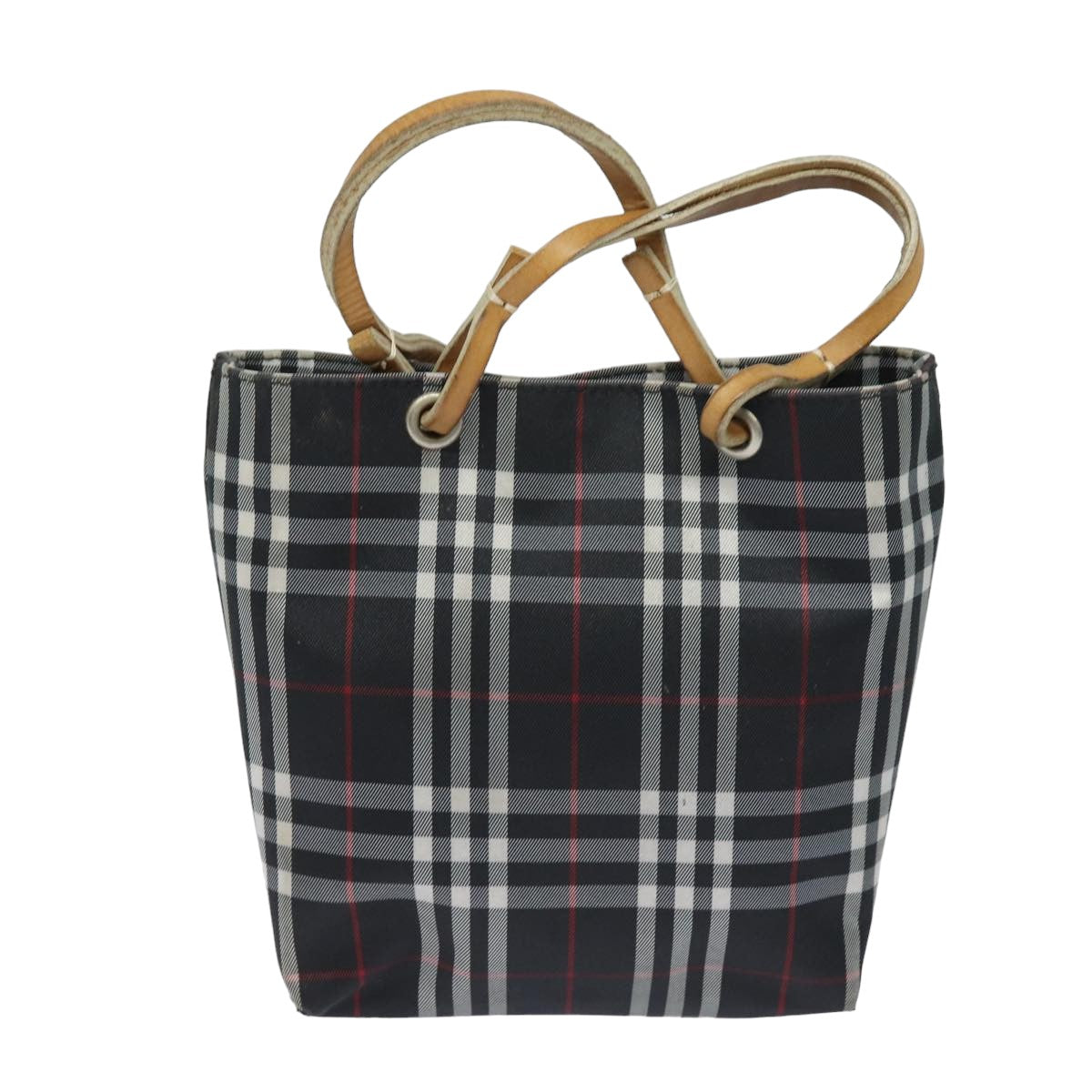 BURBERRY Nova Check Hand Bag Nylon Black Auth bs15673