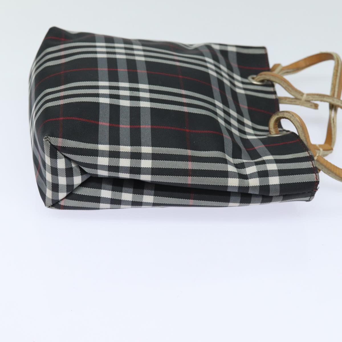 BURBERRY Nova Check Hand Bag Nylon Black Auth bs15673