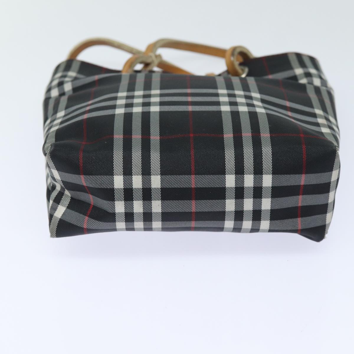 BURBERRY Nova Check Hand Bag Nylon Black Auth bs15673