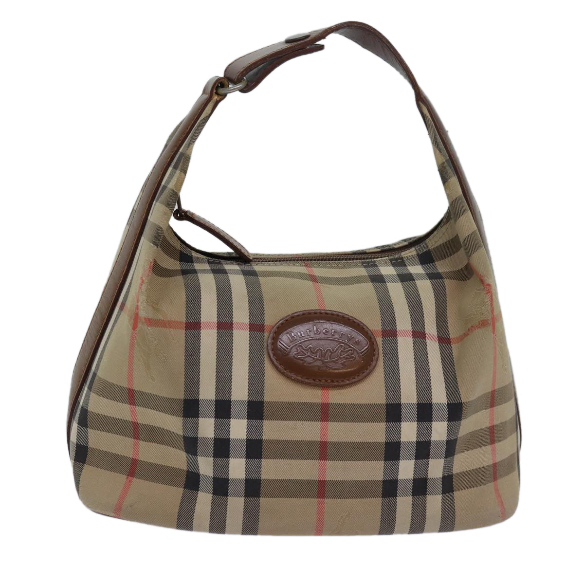 Burberrys Nova Check Hand Bag Canvas Beige Auth bs15675