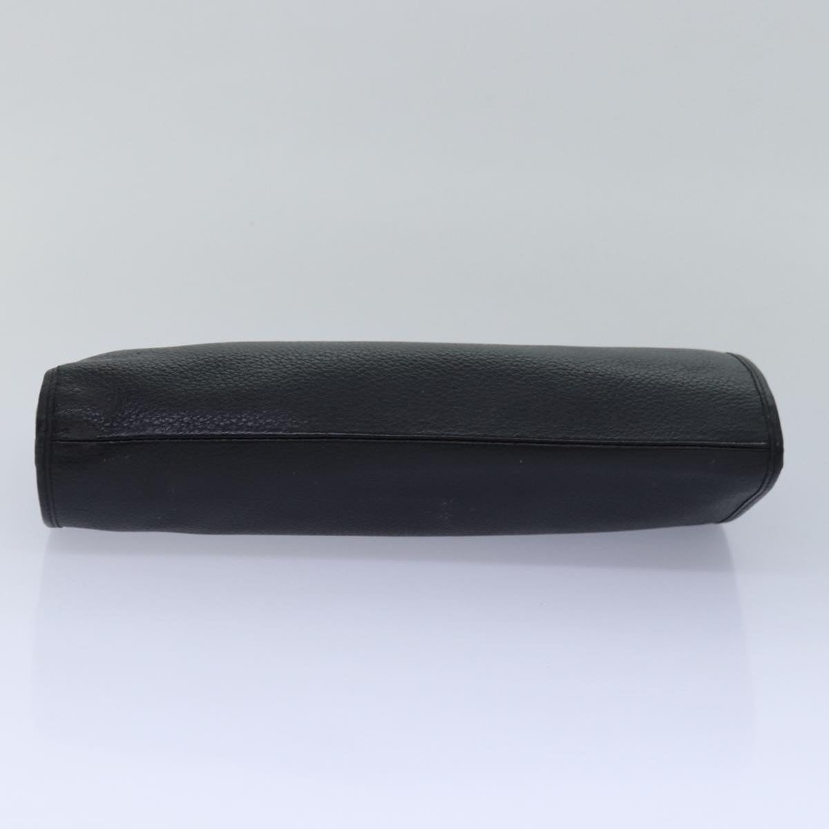 Burberrys Clutch Bag Leather Black Auth bs15681