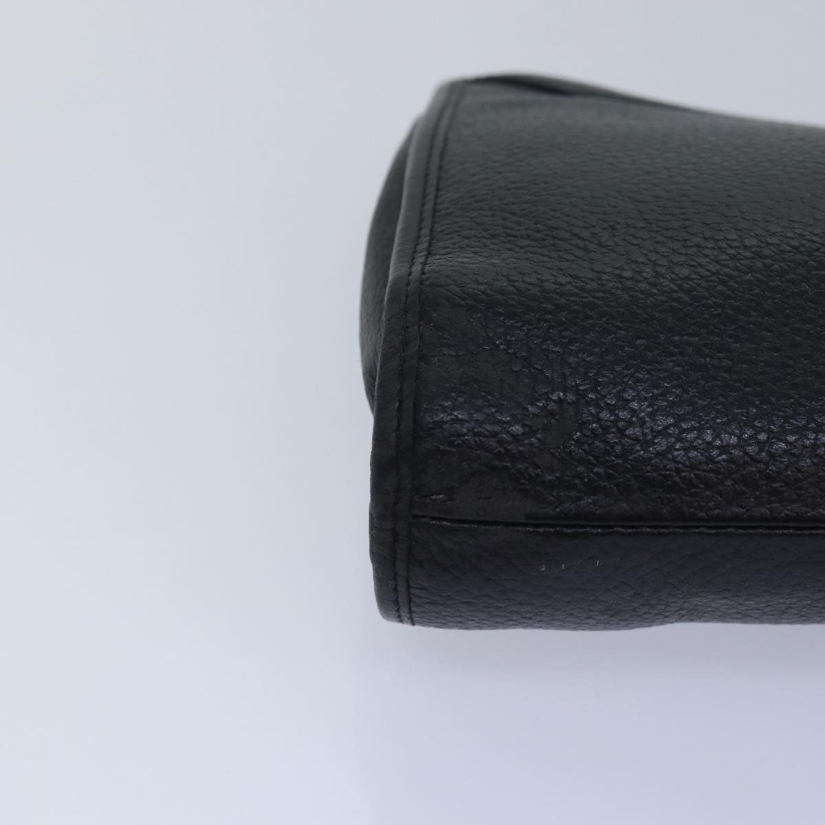 Burberrys Clutch Bag Leather Black Auth bs15681