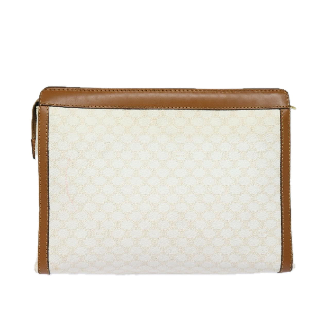 CELINE Macadam Canvas Clutch Bag PVC Leather White Auth bs15682