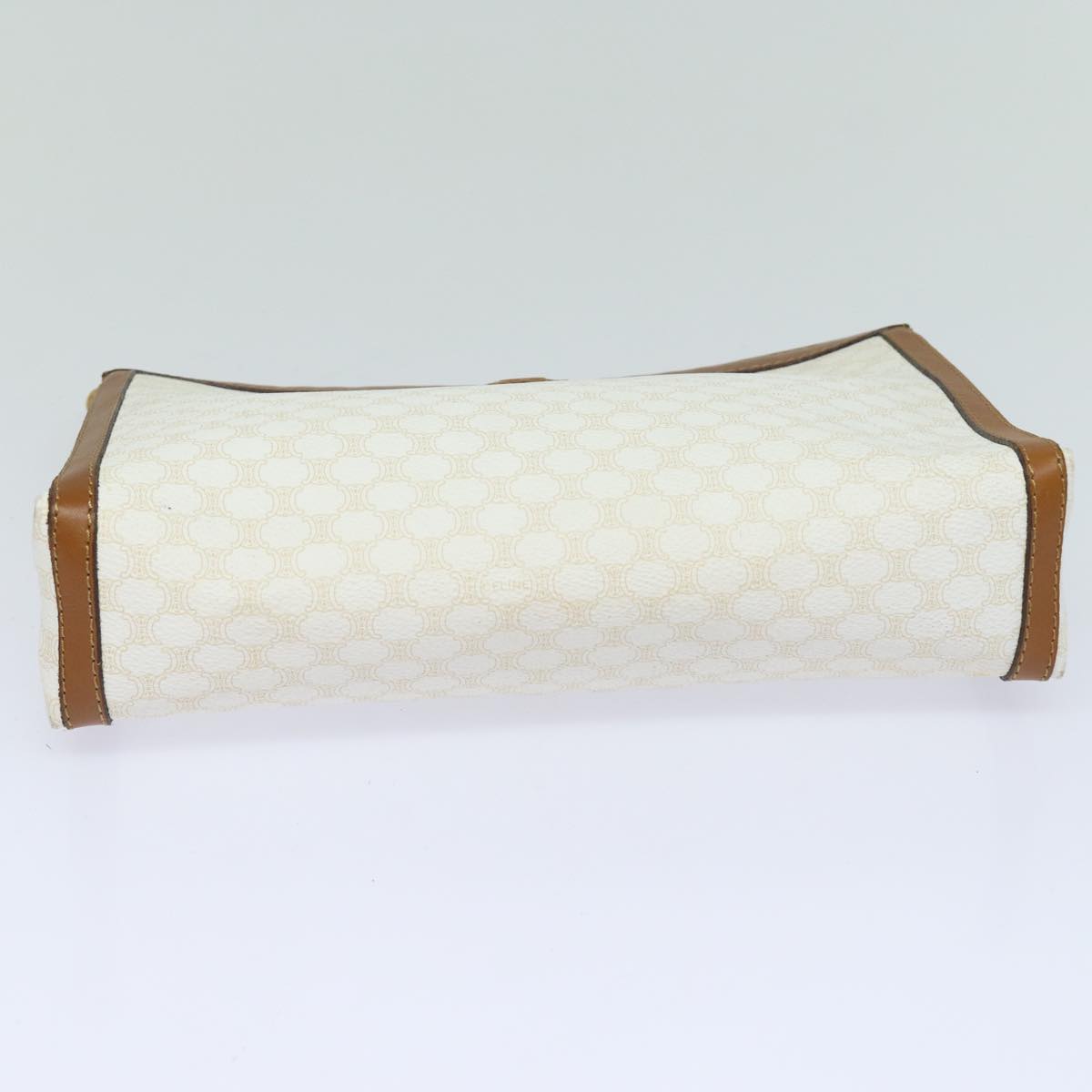 CELINE Macadam Canvas Clutch Bag PVC Leather White Auth bs15682