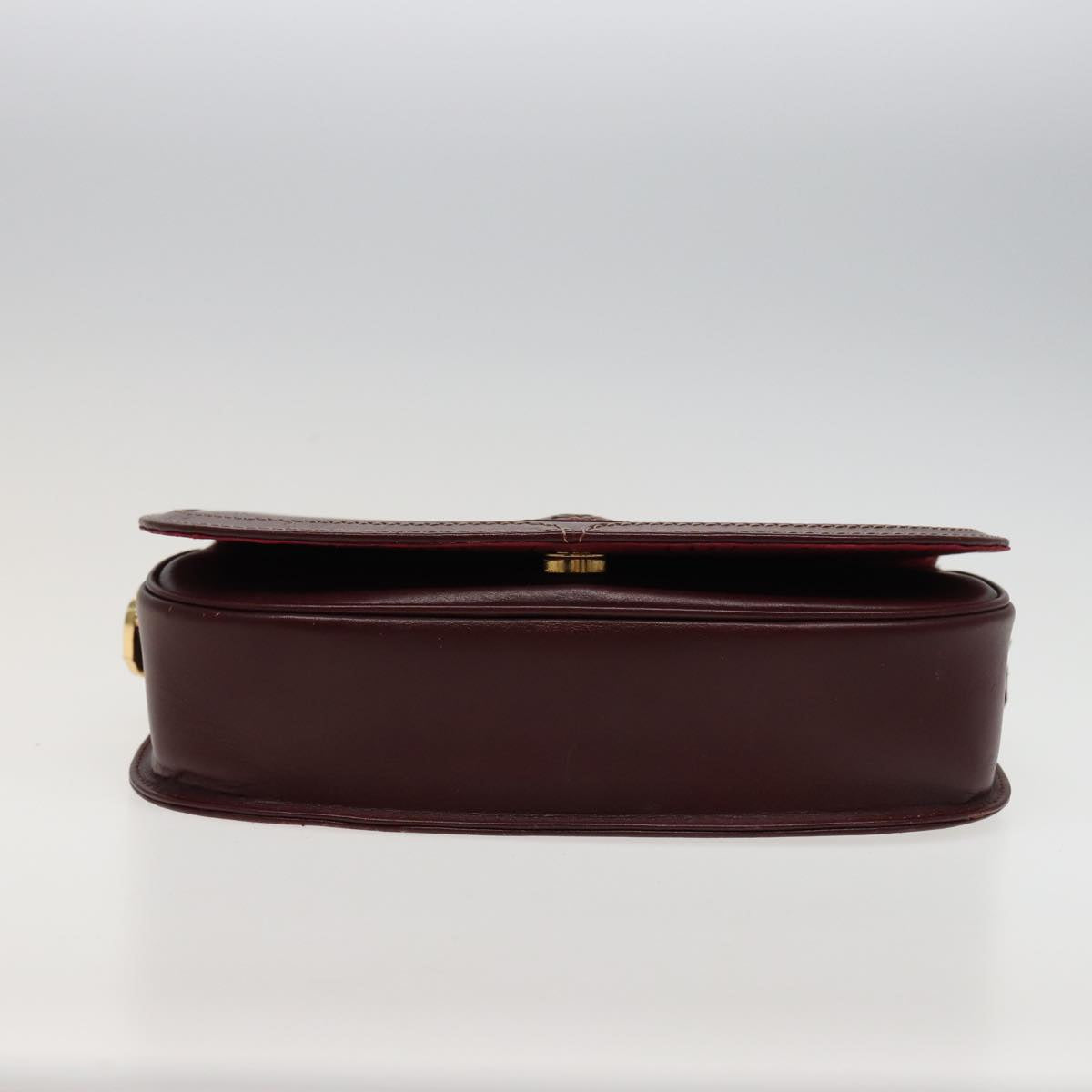 CARTIER Shoulder Bag Leather Wine Red Auth bs15690