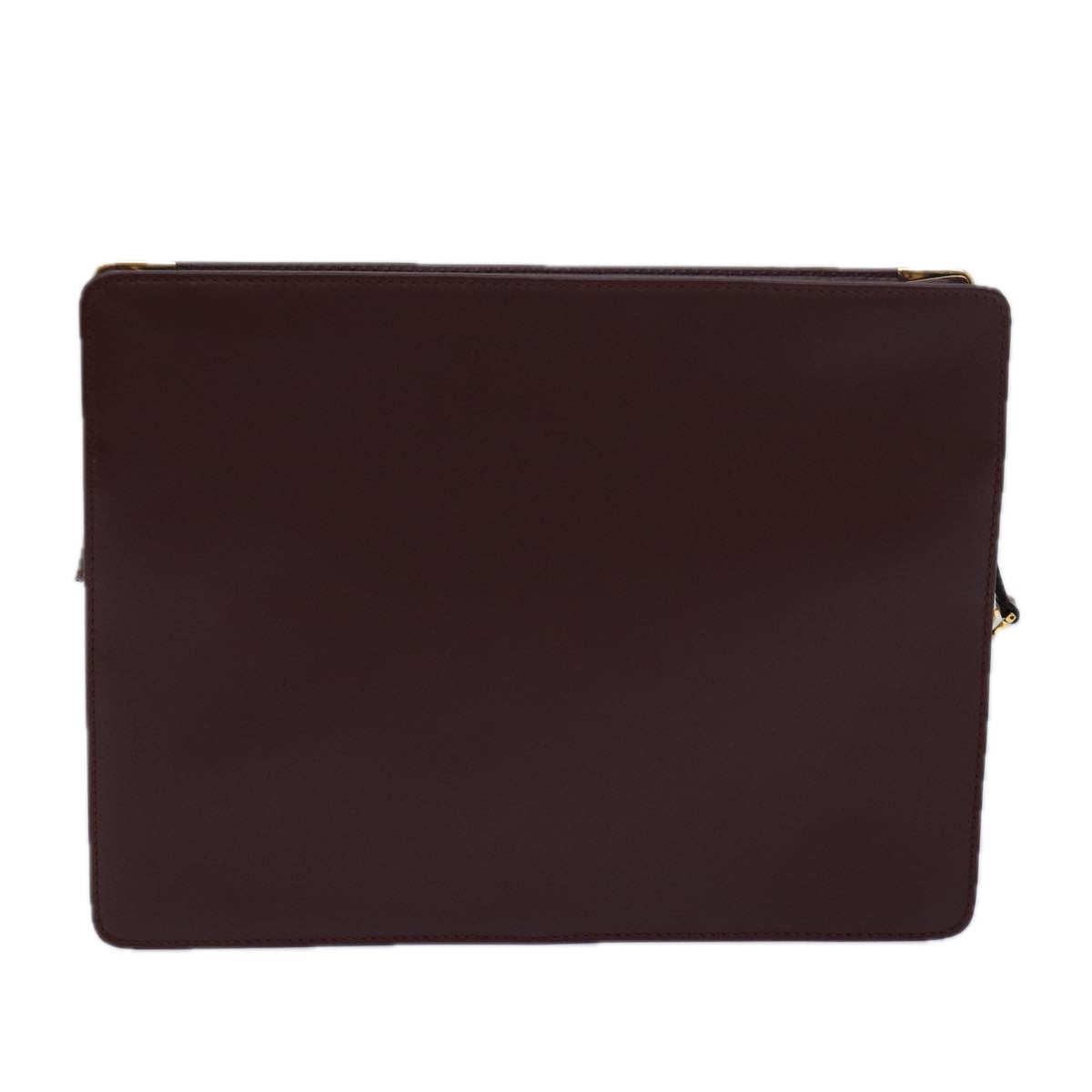 CARTIER Clutch Bag Leather Wine Red Auth bs15691 - 0