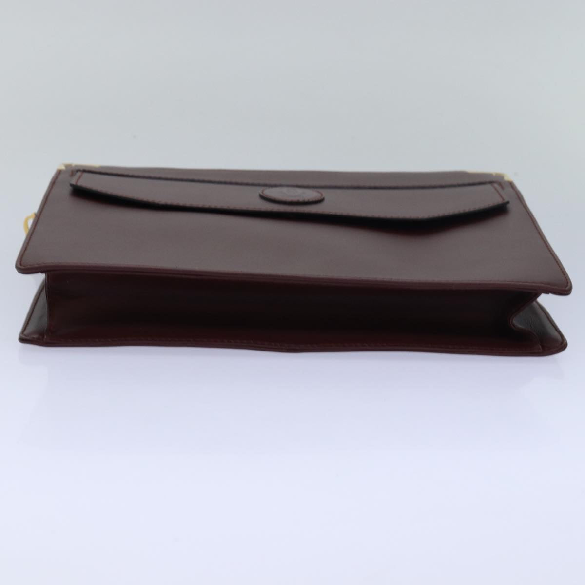 CARTIER Clutch Bag Leather Wine Red Auth bs15691