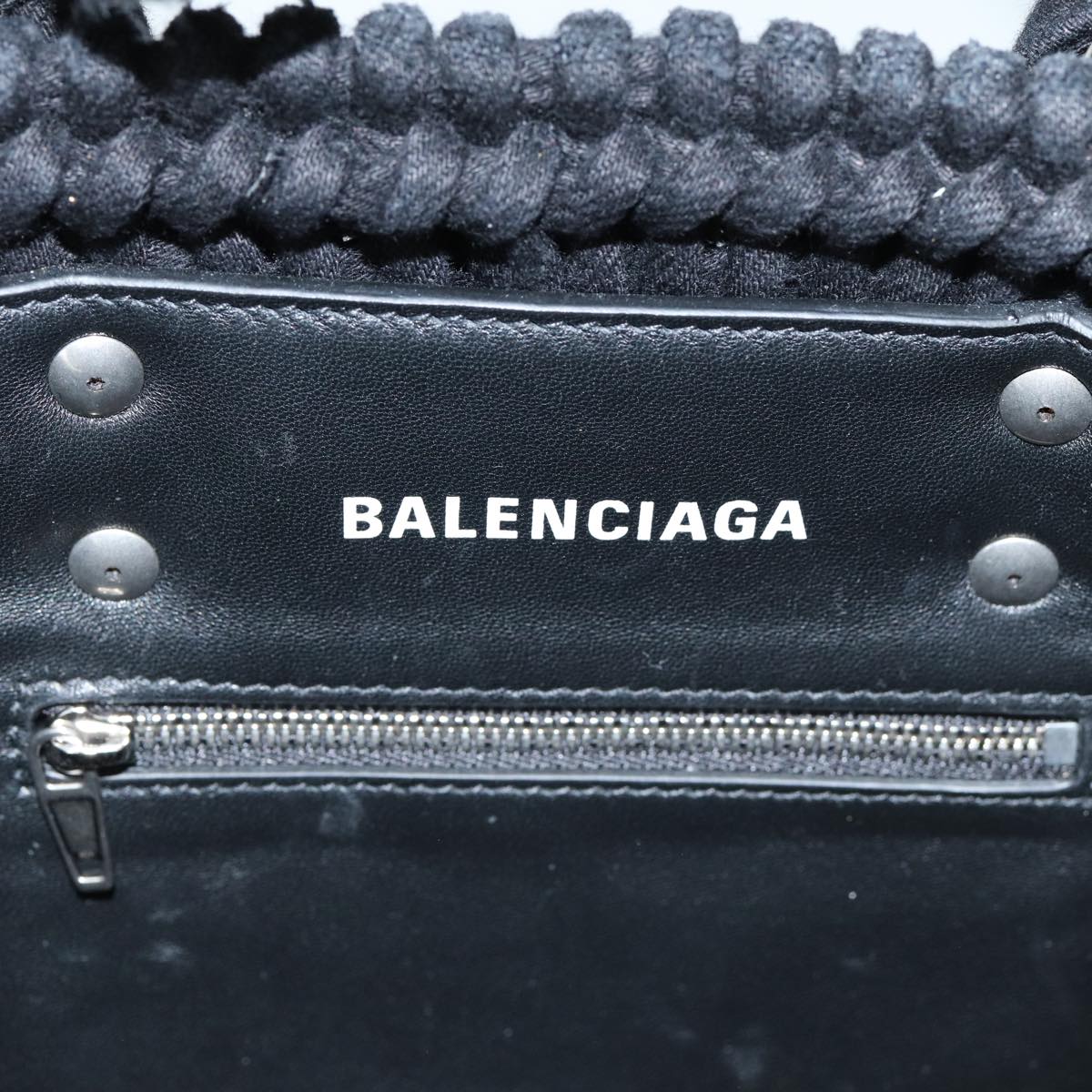 BALENCIAGA Bistro Hand Bag Canvas 2way Black 671342 Auth bs15695